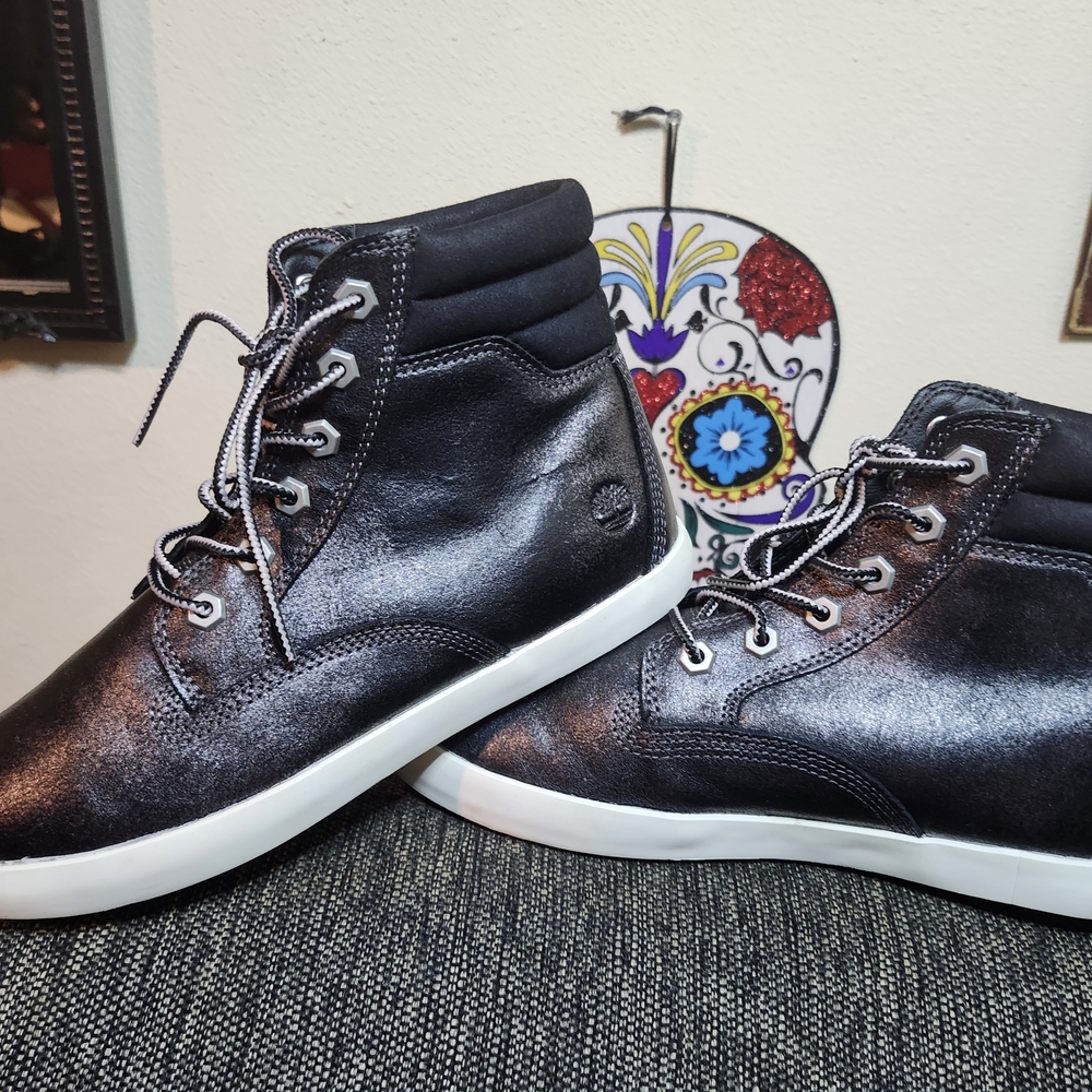 Timberland Metallic Black High-Top Sneakers
